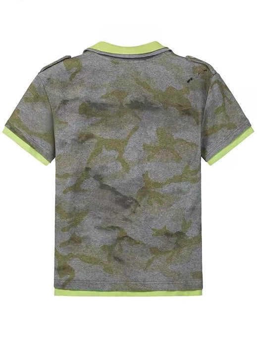 Candy Color Layered Print Polo T-Shirt