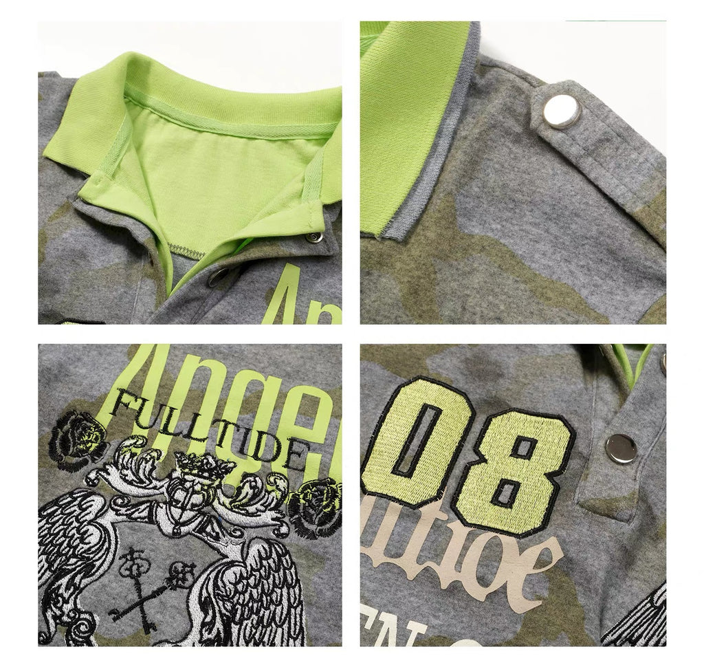 Candy Color Layered Print Polo T-Shirt