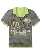 Candy Color Layered Print Polo T-Shirt