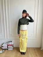 Rhinestone Slogan Cargo Drawstring Maxi Skirt