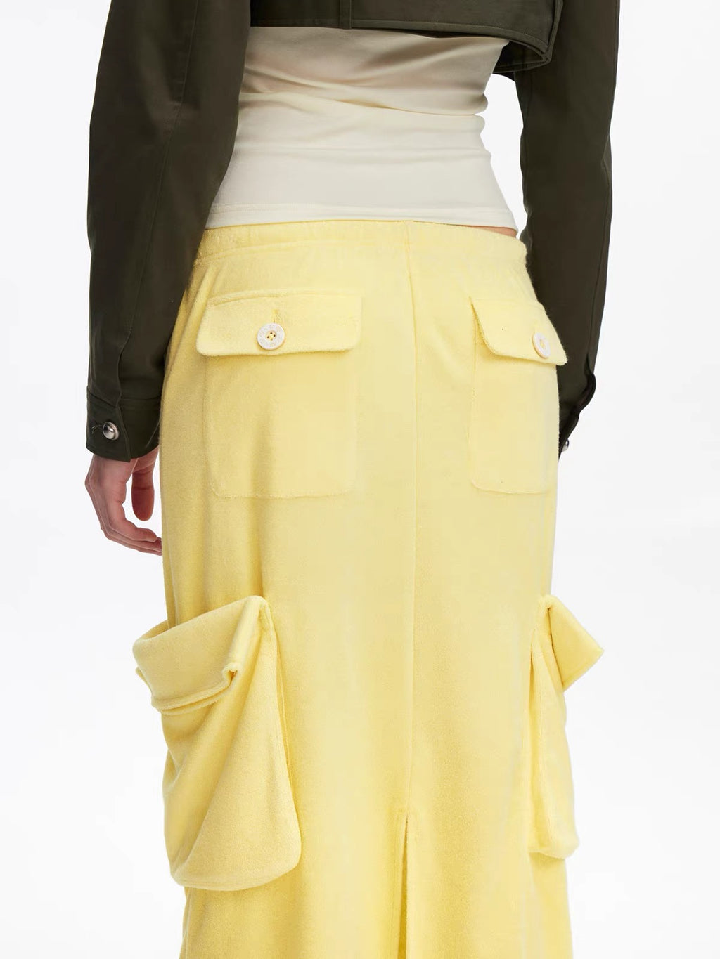 Rhinestone Slogan Cargo Drawstring Maxi Skirt