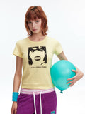 Vintage Portrait Print Slim-Fit T-Shirt