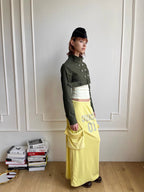 Rhinestone Slogan Cargo Drawstring Maxi Skirt