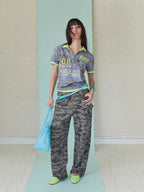 Candy Color Layered Print Polo T-Shirt