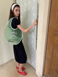 Mint Mesh Embroidered Windowpane Shoulder Bag