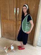 Mint Mesh Embroidered Windowpane Shoulder Bag