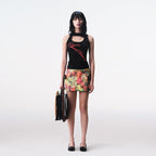 Sequin Tropical Fruit Print Reversible Skort