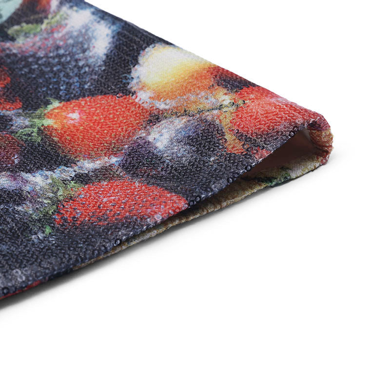 Sequin Tropical Fruit Print Reversible Skort