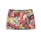 Sequin Tropical Fruit Print Reversible Skort