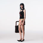 Sequin Tropical Fruit Print Reversible Skort