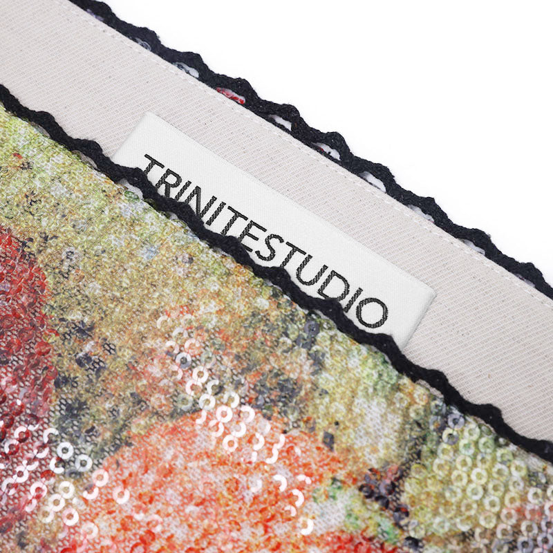 Sequin Tropical Fruit Print Reversible Skort
