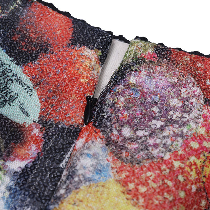 Sequin Tropical Fruit Print Reversible Skort